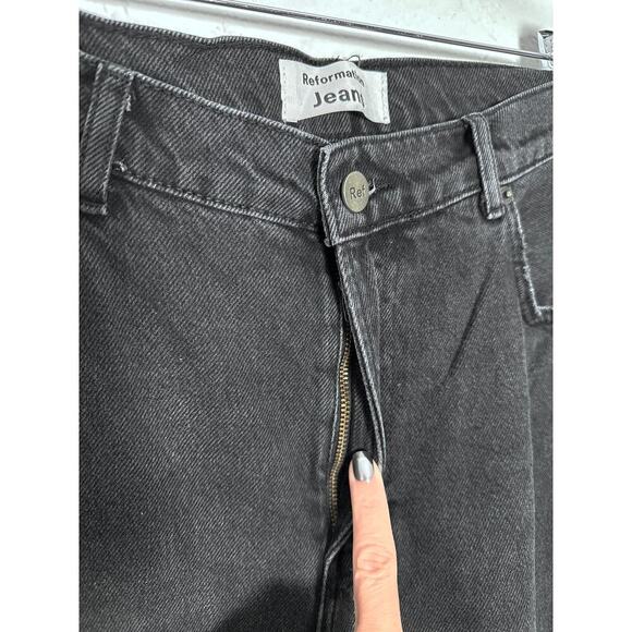 Reformation Jeans Women's Black Feather Hem Trim Black Skinny High Rise Jeans 30 - Picture 5 of 11